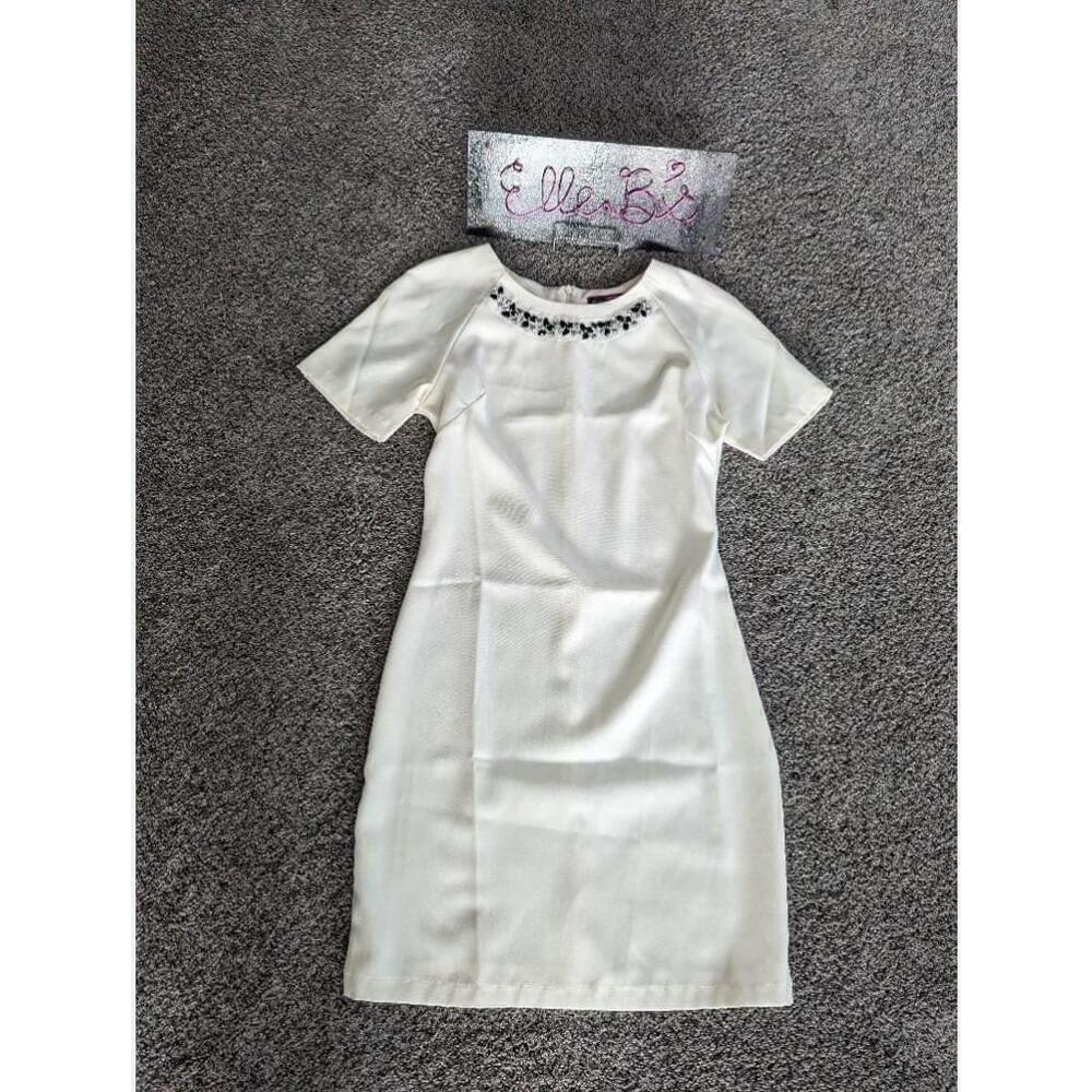 EUC Say What White Bling Back Zipper Dress S